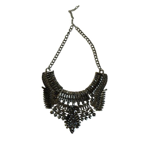 Full Tilt Amanda Silver and Turquoise Bib Style Boho Statement Necklace - Picture 5 of 6